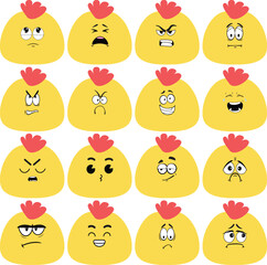 Chicken Face Emoji - Set 2