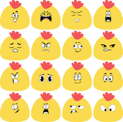 Chicken Face Emoji - Set 3