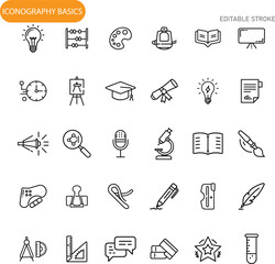 Education, Learning, Science, Art, Tools, Icons, Knowledge, Study, Research, Graphics