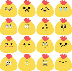 Chicken Face Emoji - Set 9 