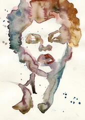 black woman of color watercolor abstract background