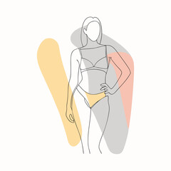Sexy Female Body One Line Art Illustration