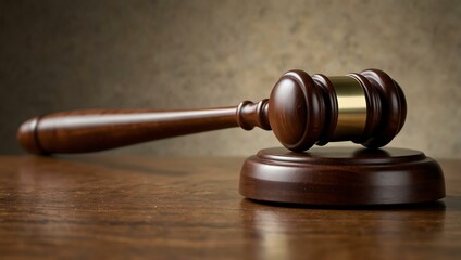 Fototapeta premium Wooden gavel on a table.