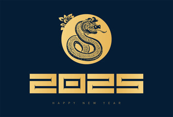 Year of the Snake: Celebrate the Lunar New Year with This Elegant Zodiac Illustration. An Enchanting Representation of the Upcoming Chinese New Year. Perfect for holiday-themed marketing materials.