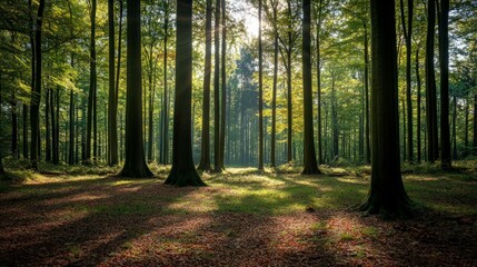 Obraz premium Majestic forest landscape tranquil nature scene outdoor environment serene atmosphere natural beauty concept