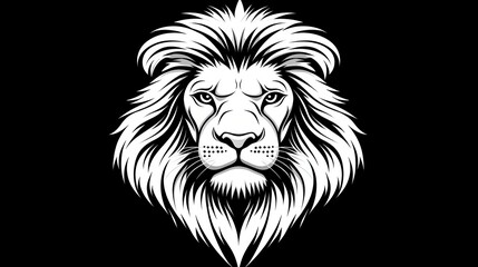 Obraz premium Majestic Lion Head Line Art Black and White Wildlife Illustration