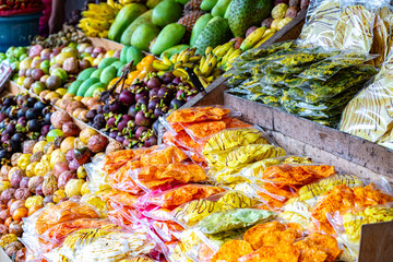 Fruits put out on sale on the street stall in Bali, Indonesia