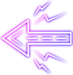 Neon arrows. Lighting with bright design signs, glowing vintage arrow lights isolated vector white background