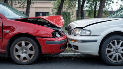 Two Car Accident, Vehicle Collision, Traffic Crash, Road Incident, Damaged Cars, Emergency Response, Car Crash Scene, Accident Aftermath, Vehicle