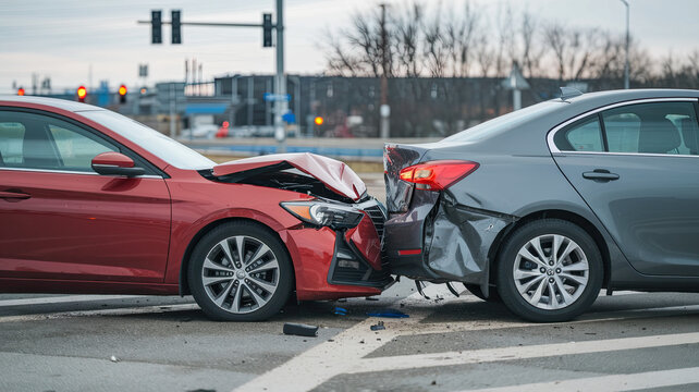 Two Car Accident, Vehicle Collision, Traffic Crash, Road Incident, Damaged Cars, Emergency Response, Car Crash Scene, Accident Aftermath, Vehicle