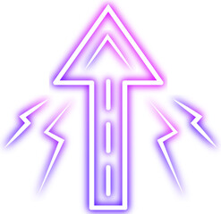 Neon arrows. Lighting with bright design signs, glowing vintage arrow lights isolated vector white background