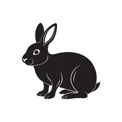 Rabbit silhouette vector, black and white silhouette, vector and illustration isolated on white background, black and white