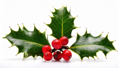 Vibrant Christmas Holly with Shiny Red Berries and Glossy Green Leaves. Symbol of Festivity, Decoration, and Natural Beauty. Perfect for Holiday Decor, Cards, and Seasonal Inspiration