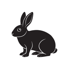 Fototapeta premium Rabbit silhouette vector, black and white silhouette, vector and illustration isolated on white background,&nbsp;black&nbsp;and&nbsp;white