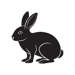 Rabbit silhouette vector, black and white silhouette, vector and illustration isolated on white background, black and white