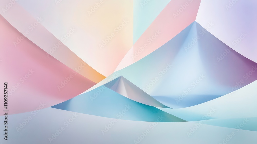 Aufkleber Abstract pastel paper shapes forming geometric patterns and textures.