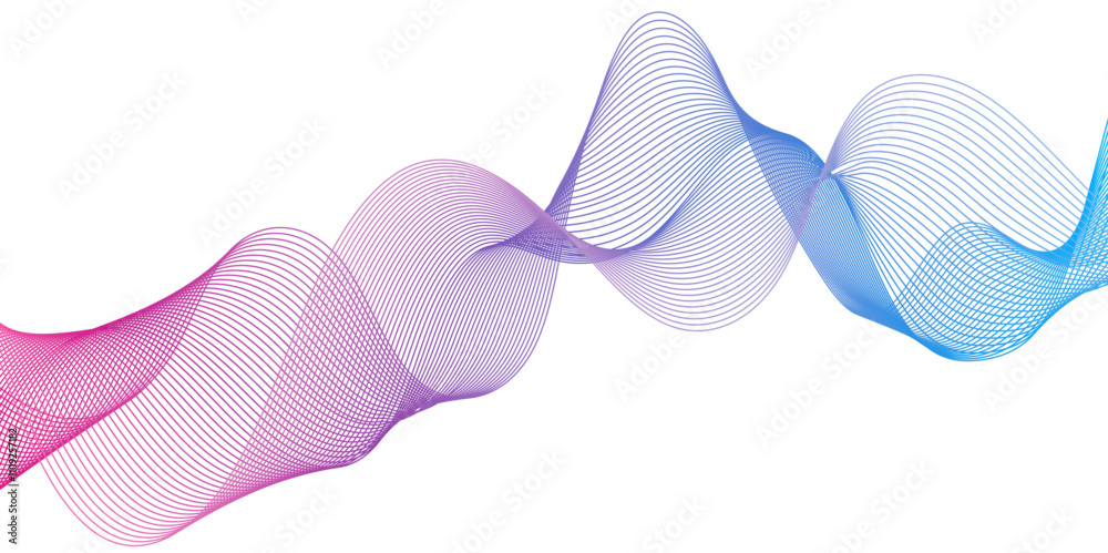 Wall mural dynamic sound wave isolated on white background, abstract wave element for design, digital frequency
