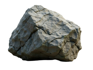 Detailed close-up of a heavy rugged gray rock against a transparent background. Ideal for geology, textures, and natural elements concepts in various projects.