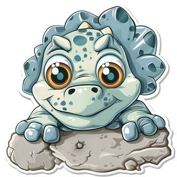 recommend clip art: Cartoon presenting a bashful Pachy dinosaur, sticker style. AI generate illustration