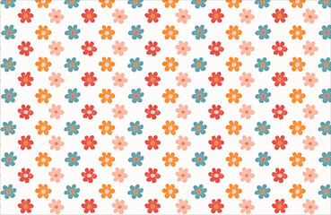 Cheerful Retro Floral Pattern: A Hand-Drawn Illustration Design. AI Generated
