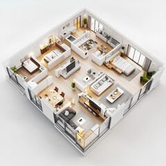isometric house room plan