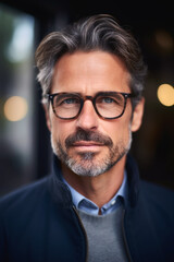 Fototapeta premium Pleasant young man with glasses Generative AI