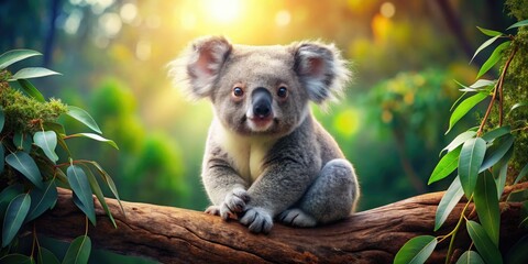 Obraz premium Adorable Koala Bear AI Art, AI Generated Koala Image, Cute Koala Photo, Digital Koala Illustration, Free Koala Wallpaper