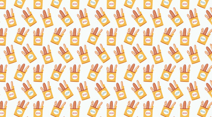 Repeatable Pattern: Illustrated Bags of Breadsticks - Digital Design. AI Generated