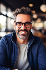 Obraz premium Pleasant young man with glasses Generative AI