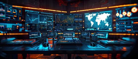 High-Quality Network Operations Center Image: Ideal for Technology, Business, and Data Center Websites