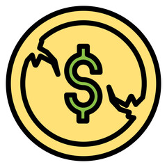 colored recession icon with black outline