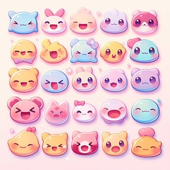 Colorful kawaii emoji vibes
