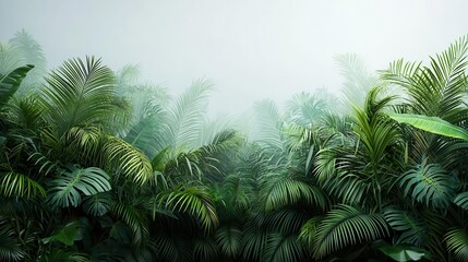 Naklejka premium Tropical trees with mist, showcasing natural transpiration, 3D illustration