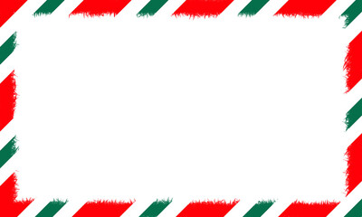 Christmas border frame. Christmas rectangle frame. Red and green Christmas line pattern. Christmas concept for decoration