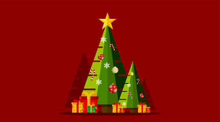 Christmas vector illustration wallpaper design for Greeting card, Xmas background, Christmas tree poster in Festive theme, Luxury winter banner, vector stock (Editable)