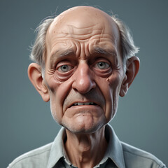 Fototapeta premium A Detailed 3D Render of an Elderly Man's Face Showing Realistic Wrinkles and Expressions