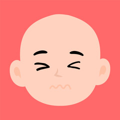 variant face expression human. bald man with many expressions cartoon character