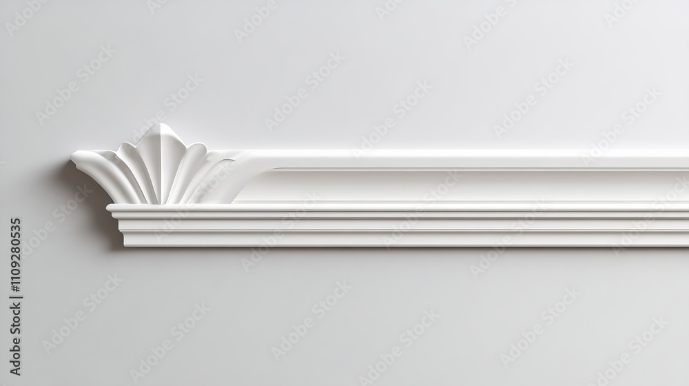 Wall mural A white shelf with a wave pattern