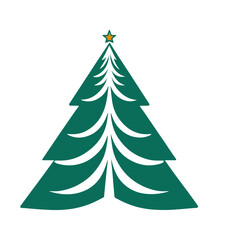 green christmas tree simple vector illustration