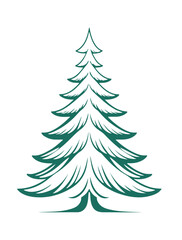 christmas tree vector simple outline illustration