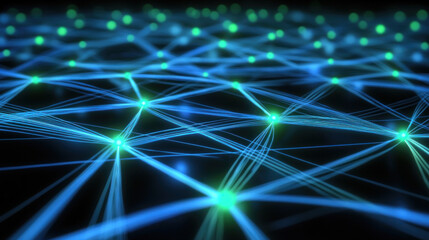 Fototapeta premium Abstract glowing network connections on dark background.