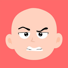 variant face expression human. bald man with many expressions cartoon character