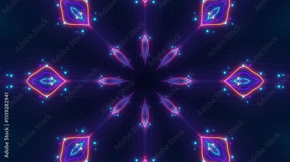 Wall mural abstract psychedelic motion graphic. fluid kaleidoscope effect. seamless 4k loop