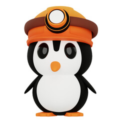 Pinguin Miner Cute 3D Illustration