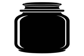 A honey jar icon representing sweet, natural honey stored in a glass container,Mason glass jar lessl silhouette vector Transparent White Background.