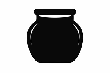 A honey jar icon representing sweet, natural honey stored in a glass container,Mason glass jar lessl silhouette vector Transparent White Background.