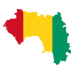 Fototapeta premium Guinea outline of map on background of national flag