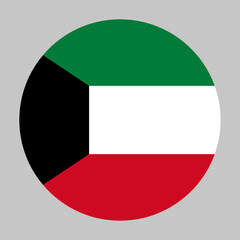 Kuwait flag, circle frame, round icon