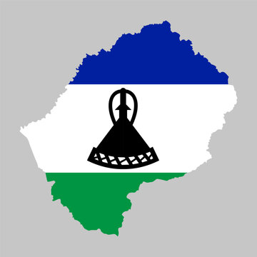 recommend clip art: Lesotho outline of map on background of national flag