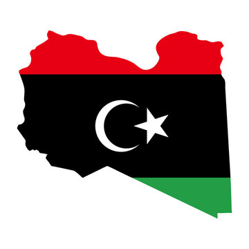 recommend clip art: Libya outline of map on background of national flag